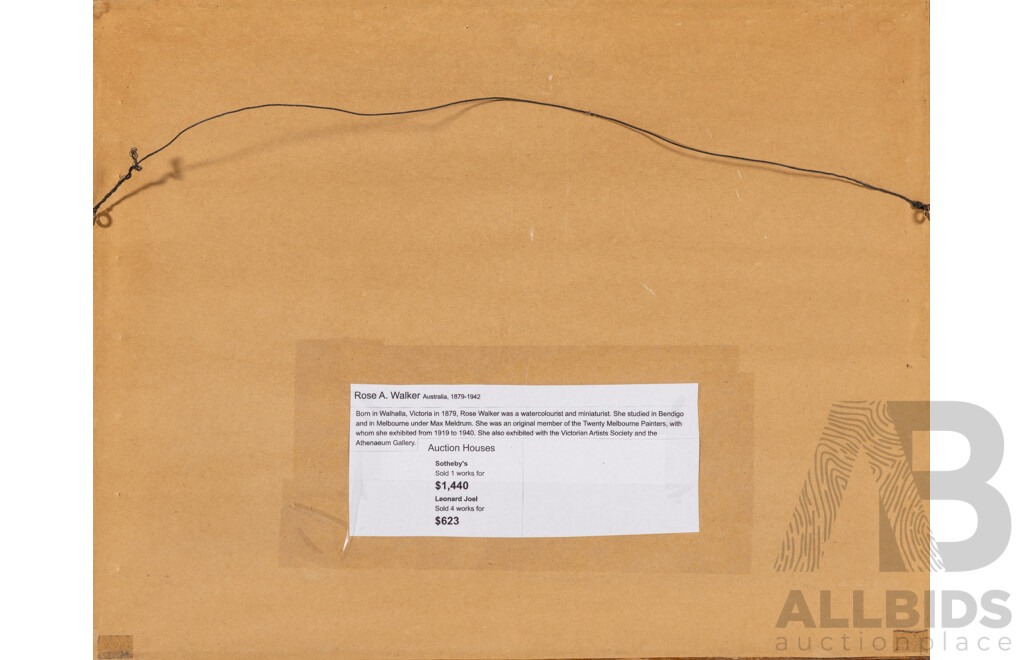 Rose A. Walker, (19/20th Centuries, Australian, 1879-1942), Country Pathway (1908), Absolutely Wonderful Original Antique Watercolour, 37 x 46 cm (frame)