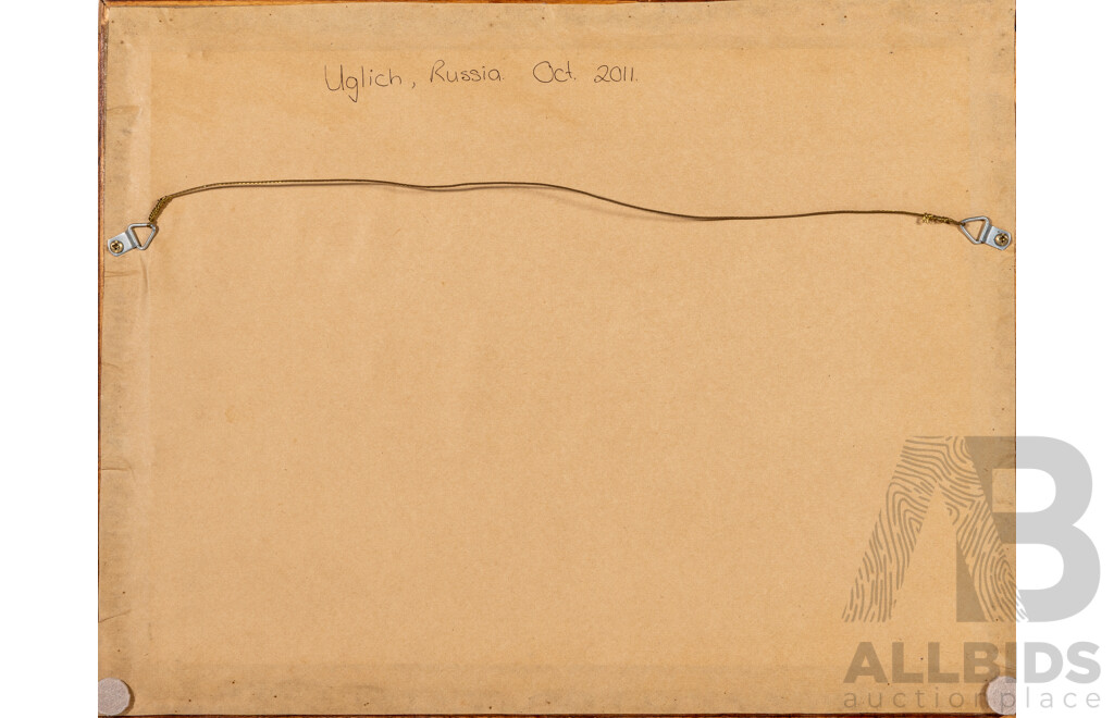 Artist Unknown (20th Century, Russian), Village Snow Scene (2011), Wonderful Original Pencil & Watercolour, 38 x 48 cm (frame)