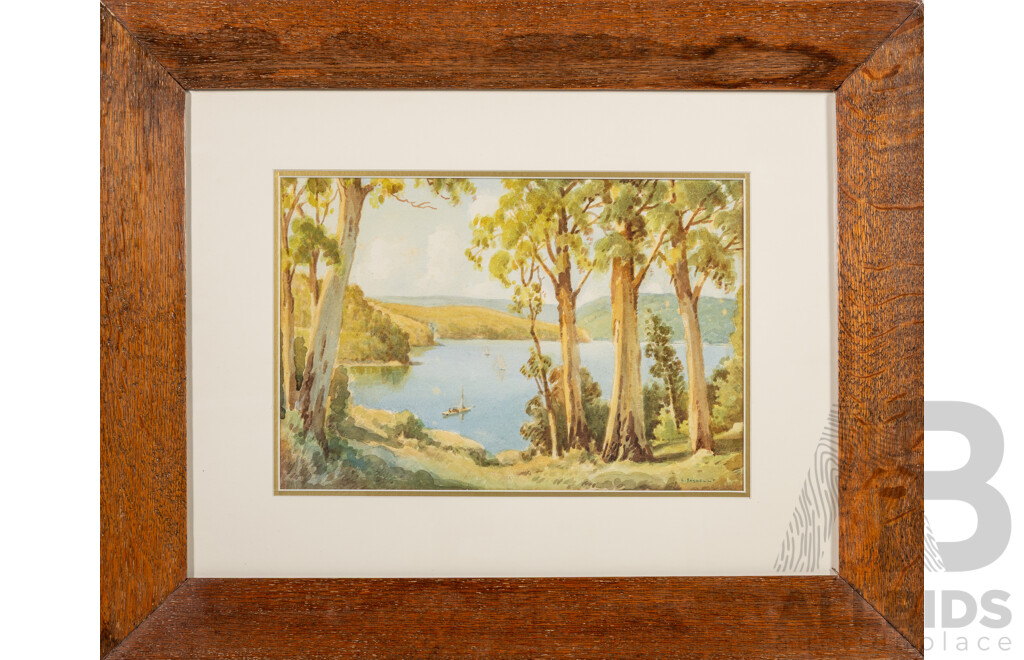 Gerald George Reginald Ansell (19/20th Centuries, British-Australian, 1880-1972), Boats on the Water, Wonderful Original Antique Watercolour, 50 x 62 cm (frame)