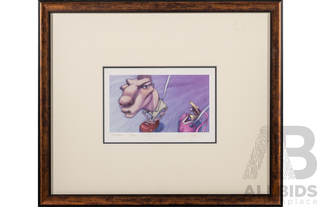 Bill Plympton (20th Century, American, 1946-), Cheatin', Signed & Editioned Lithographic Print, 42 x 50 cm (frame)