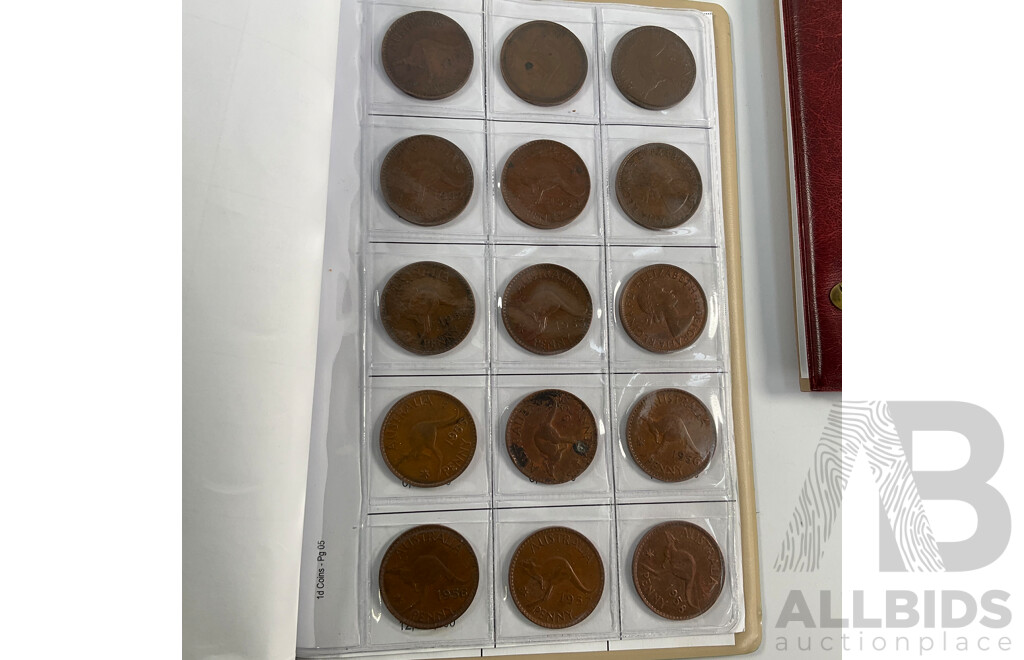 Australian Penny and Half Penny Albums, Pennies Spanning 1912 to 1964 Including 1916I, 1917I, 1918I and Half Pennies Spanning 1913 to 1964