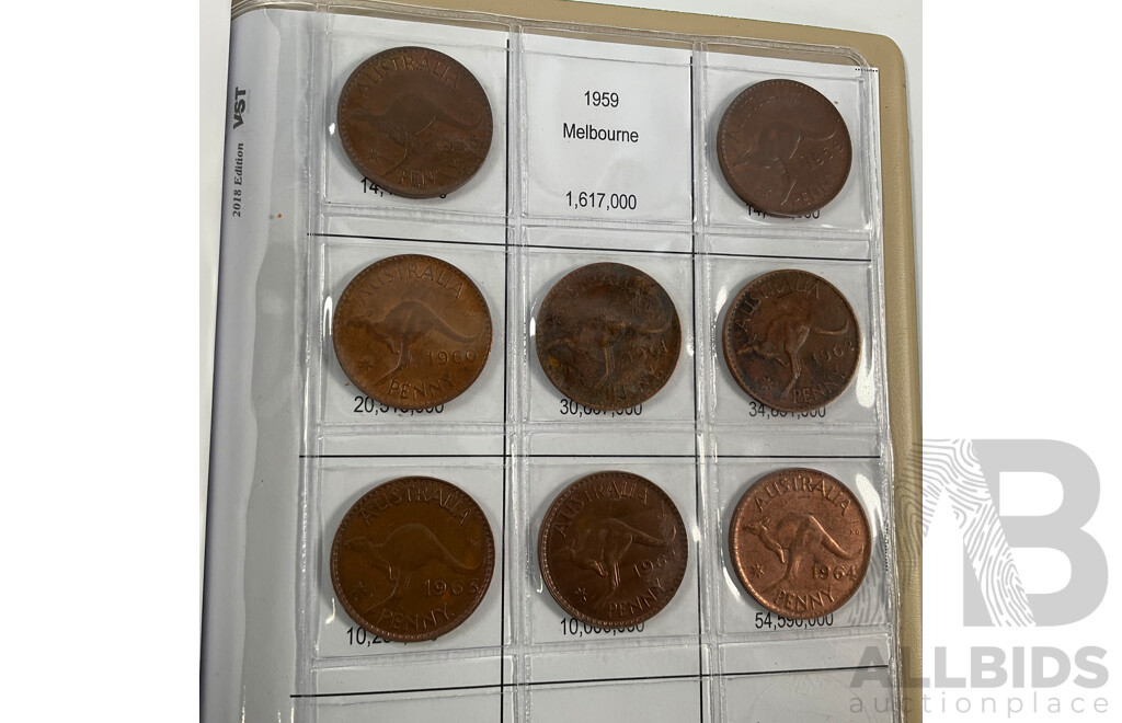 Australian Penny and Half Penny Albums, Pennies Spanning 1912 to 1964 Including 1916I, 1917I, 1918I and Half Pennies Spanning 1913 to 1964