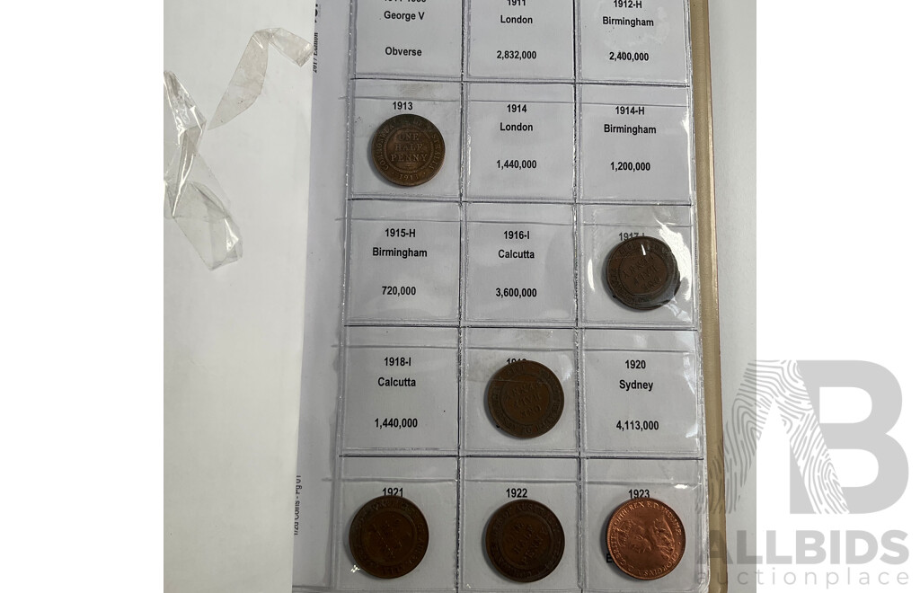 Australian Penny and Half Penny Albums, Pennies Spanning 1912 to 1964 Including 1916I, 1917I, 1918I and Half Pennies Spanning 1913 to 1964