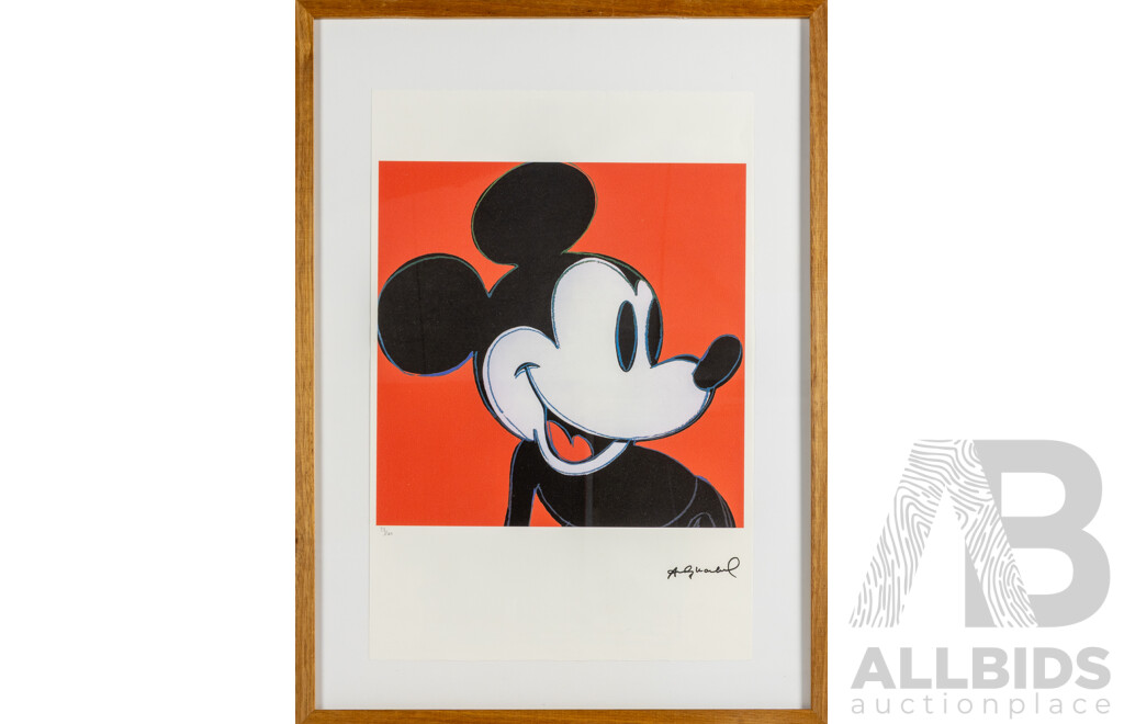 After Andy Warhol, (20th Century, American, 1928-1987), Mickey Mouse, Editioned Lithograph on Arches Paper, 73 x 53 cm (frame)