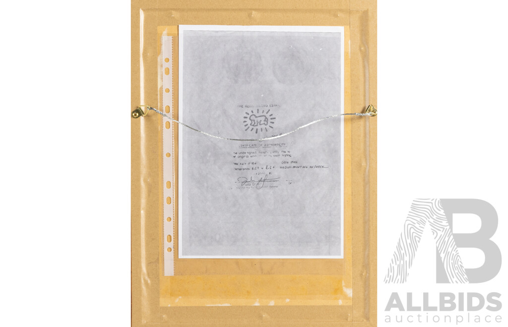 (After) Keith Haring (20th Century, American, 1958-1990), Untitled - Cosmic Reach, Mixed Media on Paper, 43H x 32W cm (frame)
