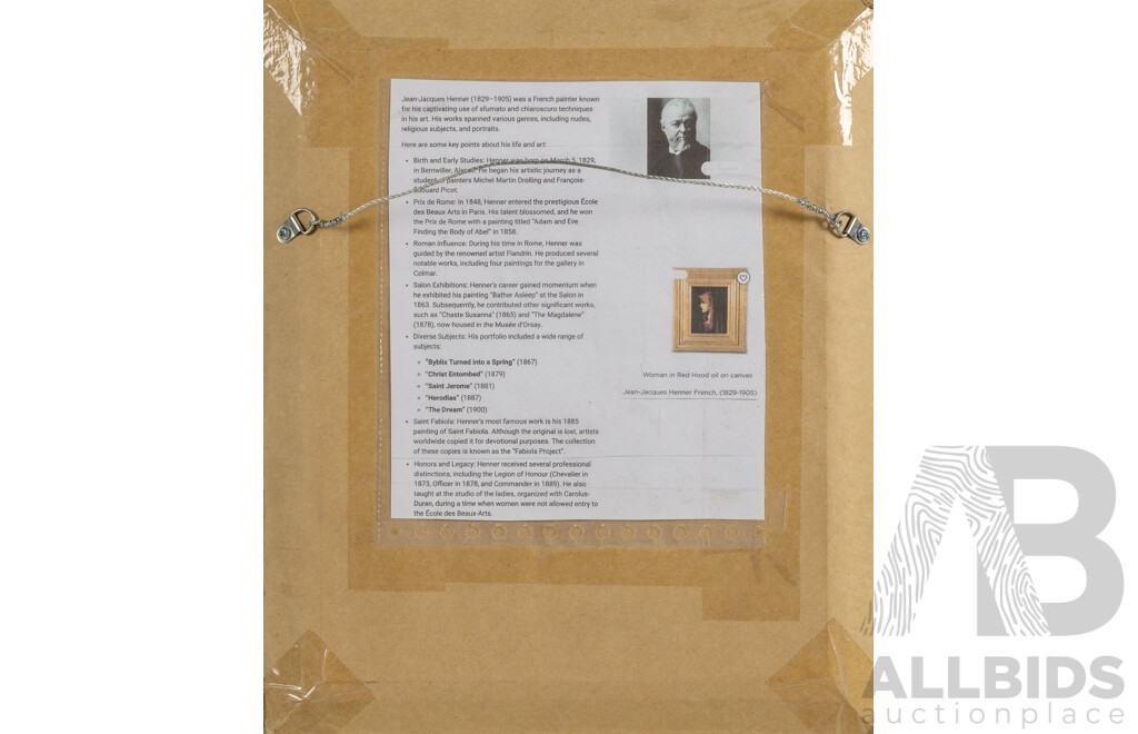 Jean-Jacques Henner, (19th Century, French, 1829-1905), Saint Fabiola, Reproduction Colour Print of Original Oil, 39 x 32 cm (frame)