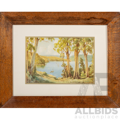 Gerald George Reginald Ansell (19/20th Centuries, British-Australian, 1880-1972), Boats on the Water, Wonderful Original Antique Watercolour, 50 x 62 cm (frame)