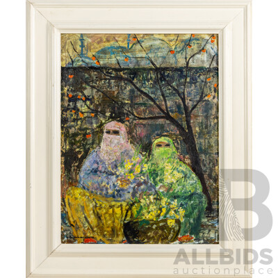 Artist Unknown (20th Century, Turkish), Sellers of Bouquets, Istanbul, Original Oil on Board, 53 x 43 cm (frame)