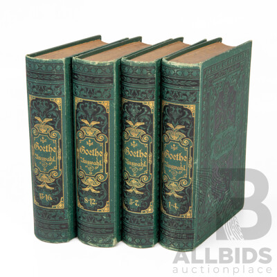 Johan Wolfgang Von Goethe, (1749-1832, German), Goethe's Works - Set of Four Antique Hard Cover Books in Original German Language, Published by Reclam c1870 (4)