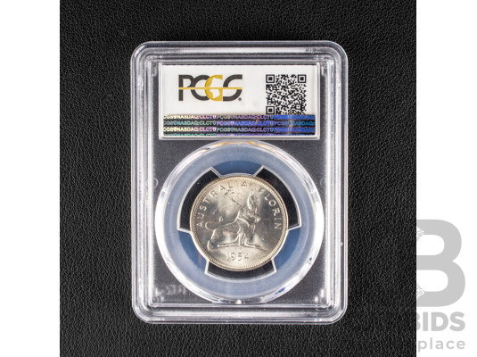 Australian 1954 Silver Florin, Royal Visit, Graded PCGS MS63+
