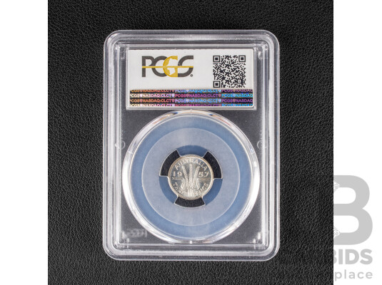 Australian 1957 Silver Threepence, Graded PCGS MS65