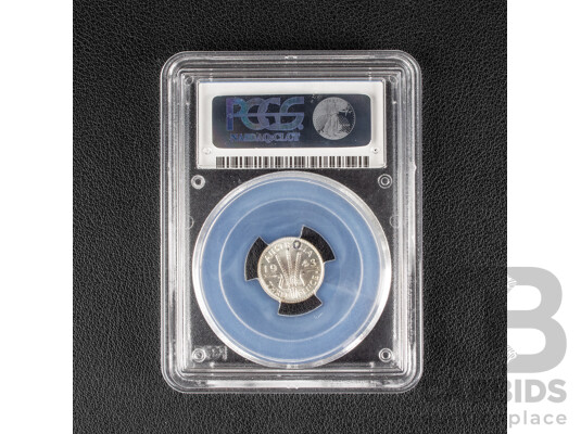 Australian 1943D Silver Threepence, Graded PCGS MS63