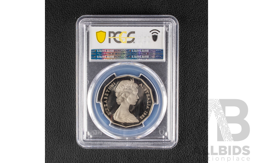 Australian Commemorative Fifty Cent Coin, 1982 Commonwealth Games Graded PCGS69DCAM