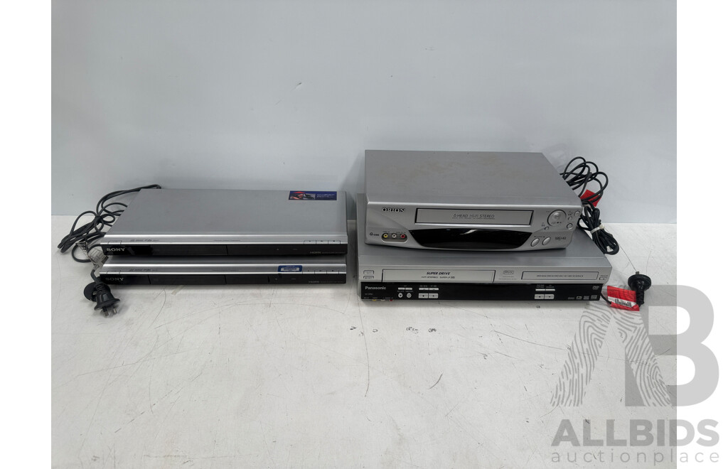 2x Sony Dvd Players + Orion VHS Player + Panasonic VHS/DVD Player Recorder