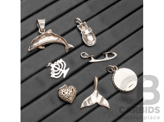 Collection of 925 Sterling Silver Pendants/Charms - Lot of 7