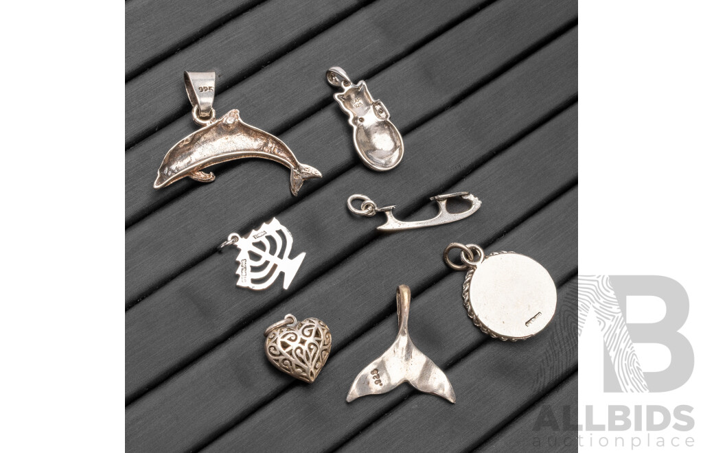 Collection of 925 Sterling Silver Pendants/Charms - Lot of 7