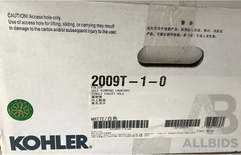 Kohler Folio Self Rimming Single-Hole Lavatory - Brand New - ORP $180.00