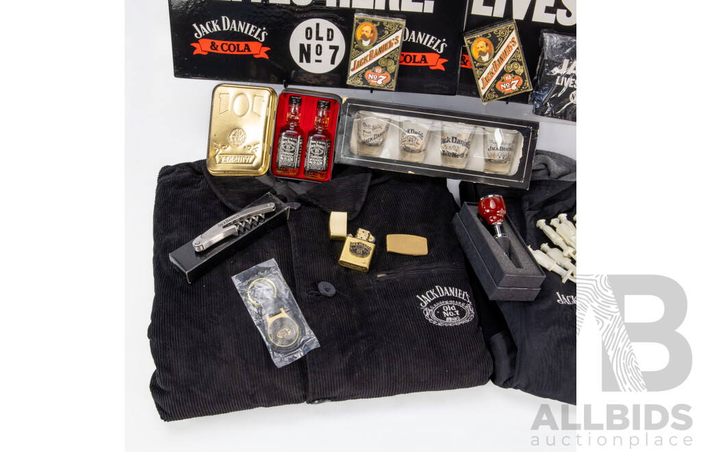 Collection of Jack Daniels Merchandise Inc Vest, Shirt, Beanie, Playing Cards and More