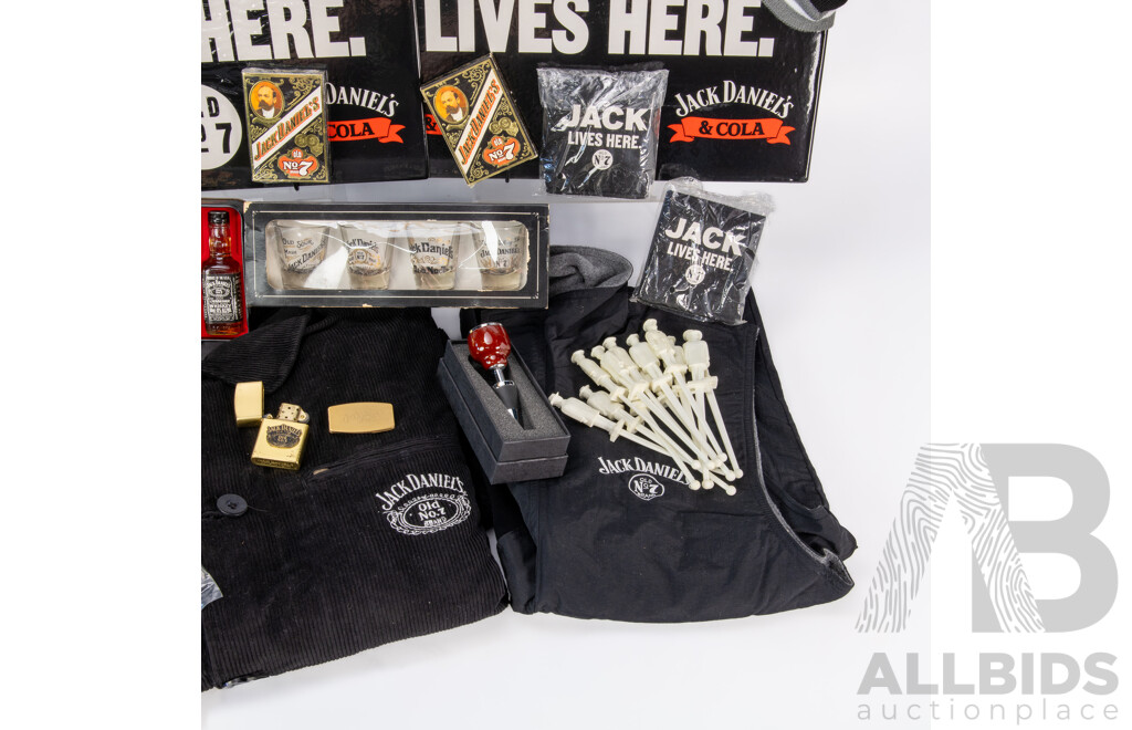 Collection of Jack Daniels Merchandise Inc Vest, Shirt, Beanie, Playing Cards and More