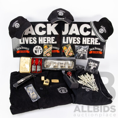 Collection of Jack Daniels Merchandise Inc Vest, Shirt, Beanie, Playing Cards and More