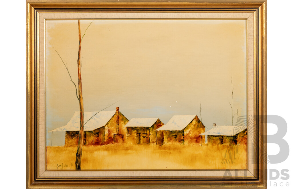 Noel K. Miller, (20th Century, Australian), Near Echuca (1995), Wonderful Original Oil on Masonite Board, 56 x 71 cm (frame)