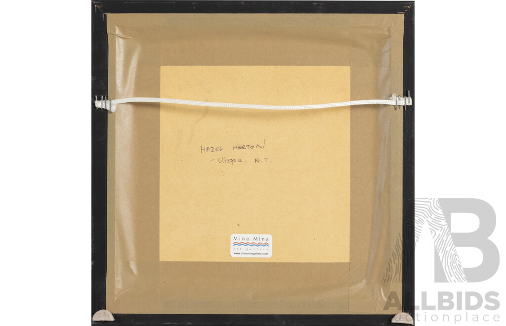 Hazel Morton Kngwarreye, (20th Century, Indigenous-Australian, 1964-), Spider Flowers (Grevillia), Original Acrylic on Canvas, 30 x 30 cm (frame)