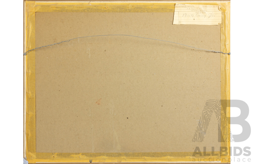 Heather Blackstock (20th Century, Australian), Misty Gully (1980), Wonderful Original Watercolour, 41 x 53 cm (frame)