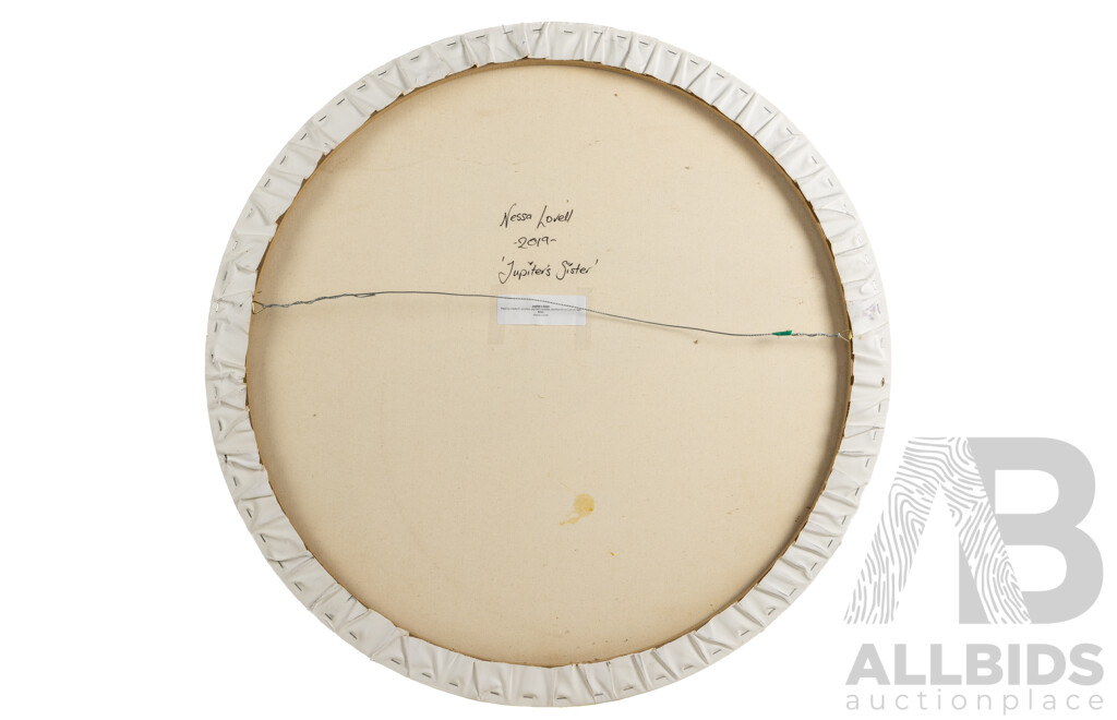 Nessa Lovell, (20th Century, Australian), Jupiter's Sister (2019), Pouring Acrylics, Pigment Powder and Alcohol Ink on Canvas, 76 x 76 cm