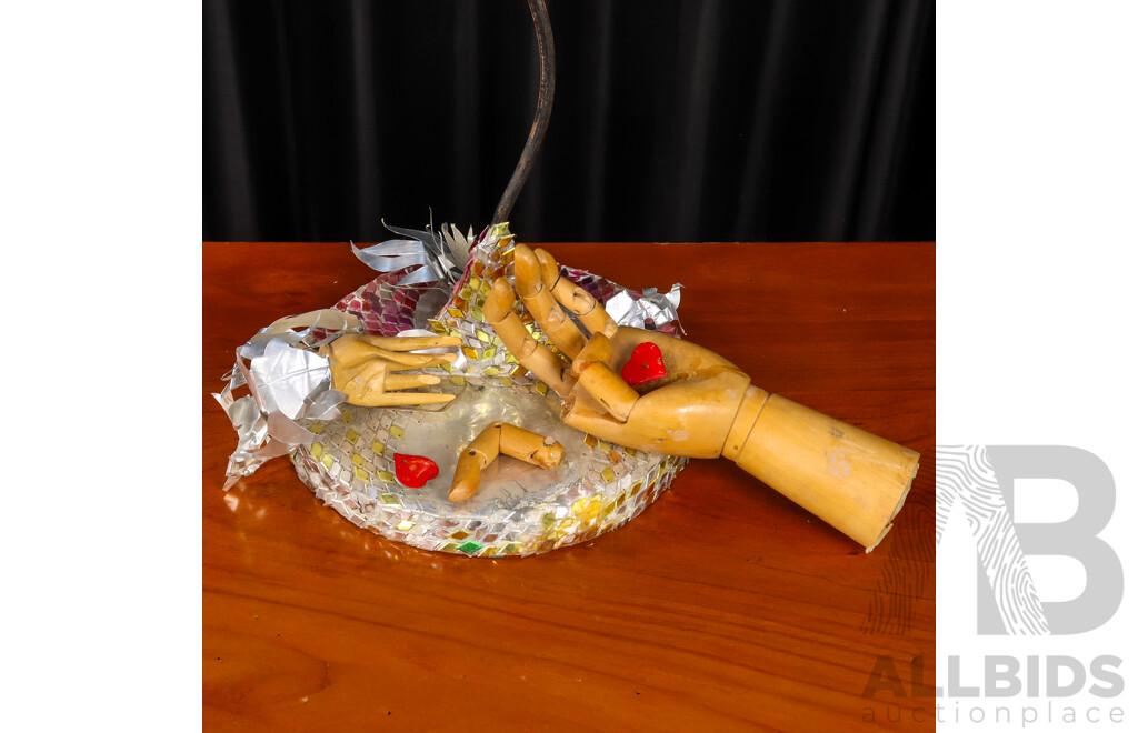 Trevor Dunbar, (20th Century, Australian), A Postmodern Mudra (2010), Mixed Media, Metal Shim & Found Objects, 30 x 100 cm (approx Dimensions)