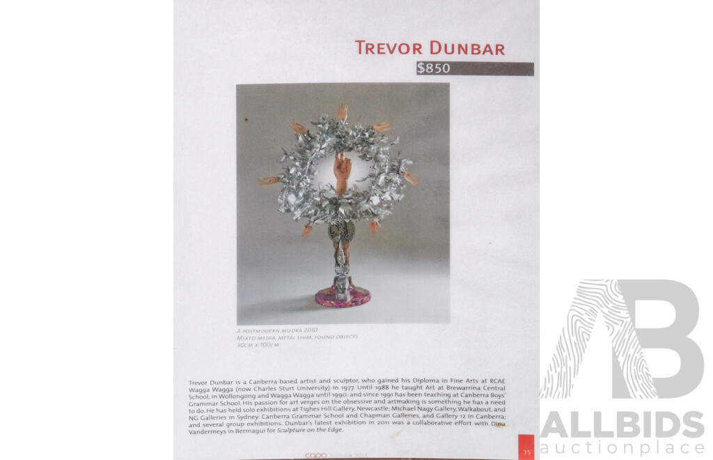 Trevor Dunbar, (20th Century, Australian), A Postmodern Mudra (2010), Mixed Media, Metal Shim & Found Objects, 30 x 100 cm (approx Dimensions)