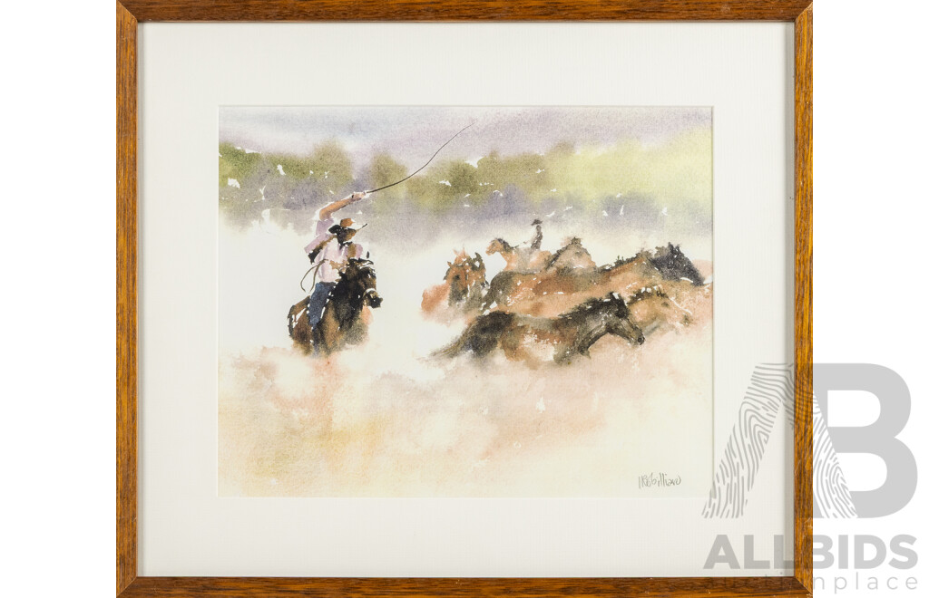 Veronica Robilliard, (20th Century, British-Born Australian), The Chase, Lovely Original Quality Signed Reproduction Print After Original Watercolour, 43.5 x 51 cm (frame)