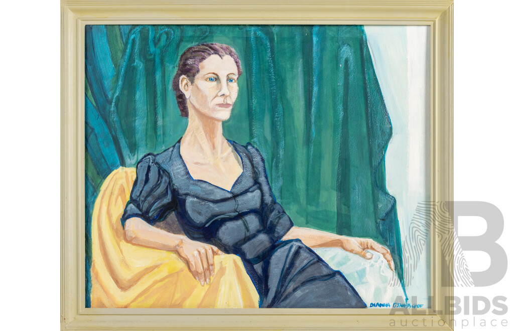Geof (20th Century), Portrait of Dianna (1993), Original Oil on Board, 51 x 61 cm (frame)