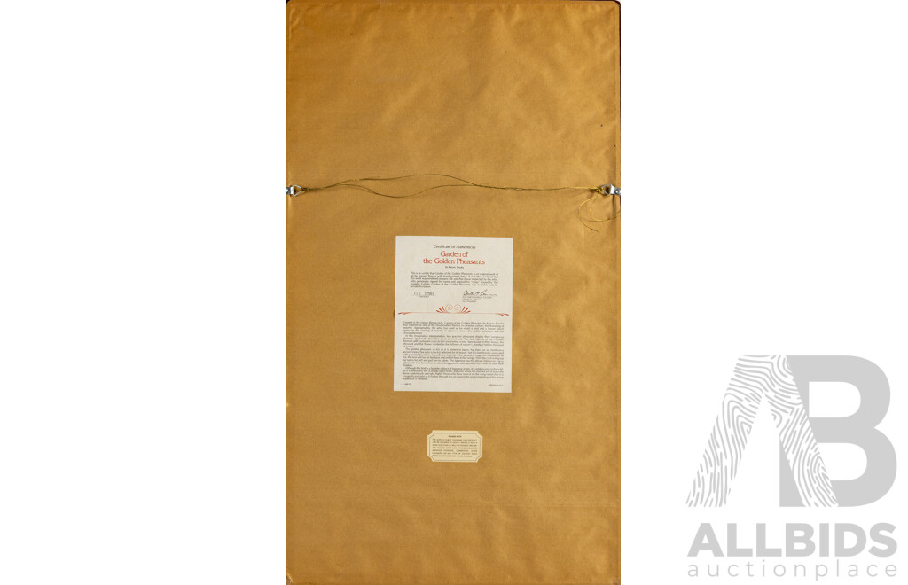 Kazuro Tozuka (20th Century, Japanese), Garden of the White Herons, Garden of the Golden Pheasants and Garden of the Enchanted Peacock (1983-4),Trio of Original Colour Reproduction Prints, 78 x 44.5 cms (frames) (3)