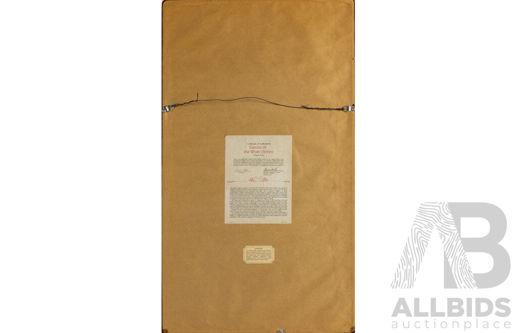 Kazuro Tozuka (20th Century, Japanese), Garden of the White Herons, Garden of the Golden Pheasants and Garden of the Enchanted Peacock (1983-4),Trio of Original Colour Reproduction Prints, 78 x 44.5 cms (frames) (3)