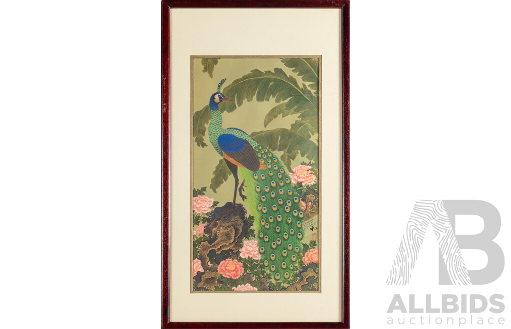 Kazuro Tozuka (20th Century, Japanese), Garden of the White Herons, Garden of the Golden Pheasants and Garden of the Enchanted Peacock (1983-4),Trio of Original Colour Reproduction Prints, 78 x 44.5 cms (frames) (3)