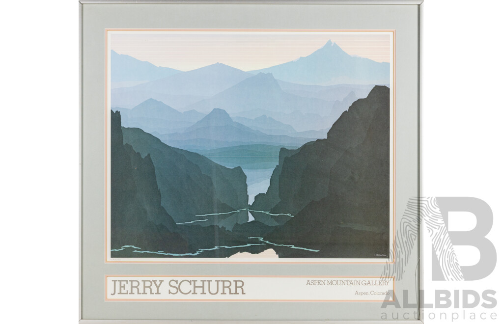 Jerry Schurr, (20th Century, American, 1940-), San Andraes Lake (1981), Wonderful Colour Vintage Poster Print,  81 x 87 cm (frame)