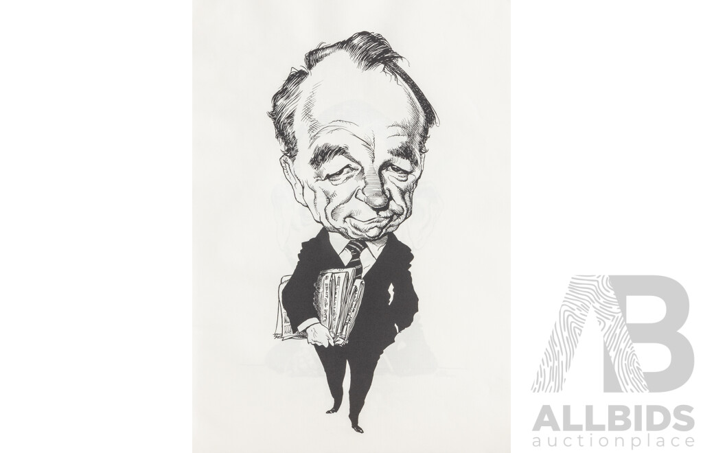 Alberto Ricardo (Australian, 1955-2026), Fifteen Unique Caricatures Famous Individuals Including Bob Hawke, Paul Keating, Pat Cash & More, Quality Reproduction Prints After Originals on Paper, 42 x 29.5 cm (sheets)