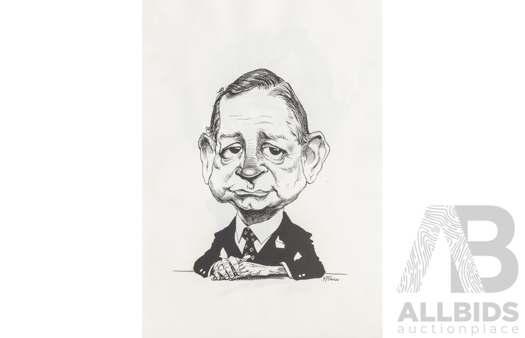 Alberto Ricardo (Australian, 1955-2026), Fifteen Unique Caricatures Famous Individuals Including Bob Hawke, Paul Keating, Pat Cash & More, Quality Reproduction Prints After Originals on Paper, 42 x 29.5 cm (sheets)