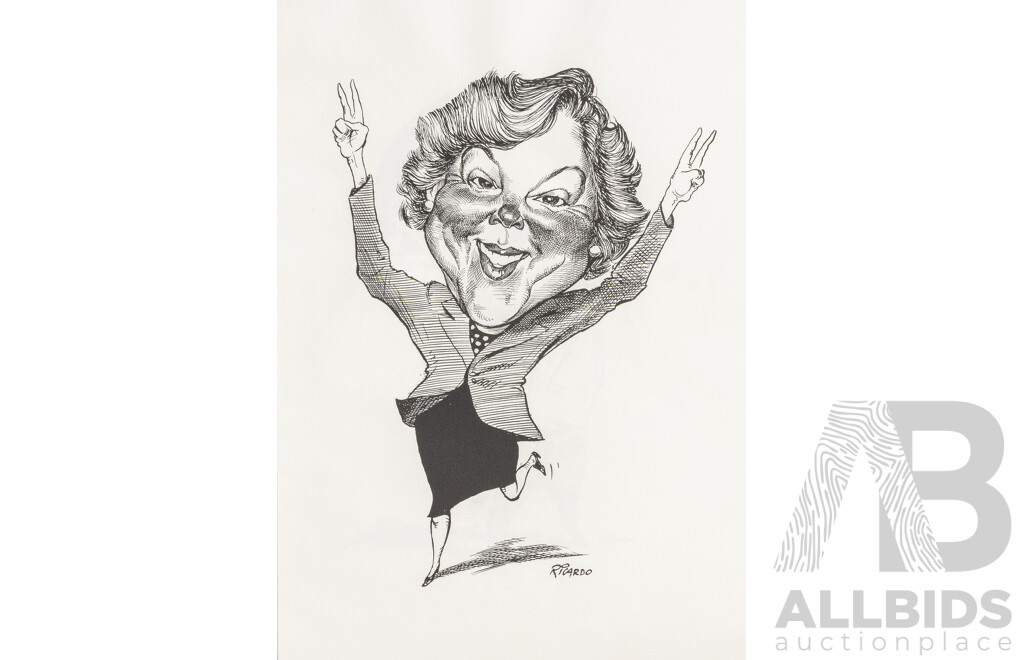 Alberto Ricardo (Australian, 1955-2026), Fifteen Unique Caricatures Famous Individuals Including Bob Hawke, Paul Keating, Pat Cash & More, Quality Reproduction Prints After Originals on Paper, 42 x 29.5 cm (sheets)