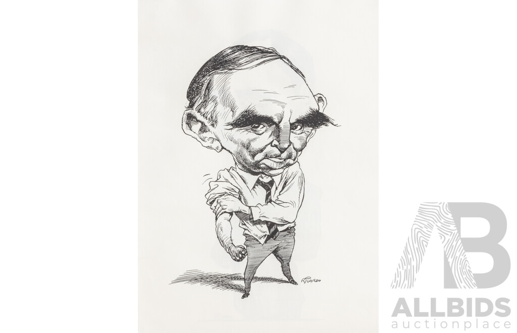 Alberto Ricardo (Australian, 1955-2026), Fifteen Unique Caricatures Famous Individuals Including Bob Hawke, Paul Keating, Pat Cash & More, Quality Reproduction Prints After Originals on Paper, 42 x 29.5 cm (sheets)