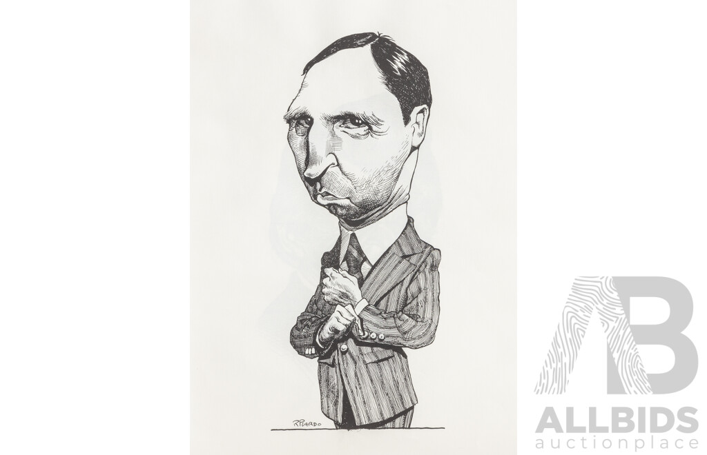 Alberto Ricardo (Australian, 1955-2026), Fifteen Unique Caricatures Famous Individuals Including Bob Hawke, Paul Keating, Pat Cash & More, Quality Reproduction Prints After Originals on Paper, 42 x 29.5 cm (sheets)