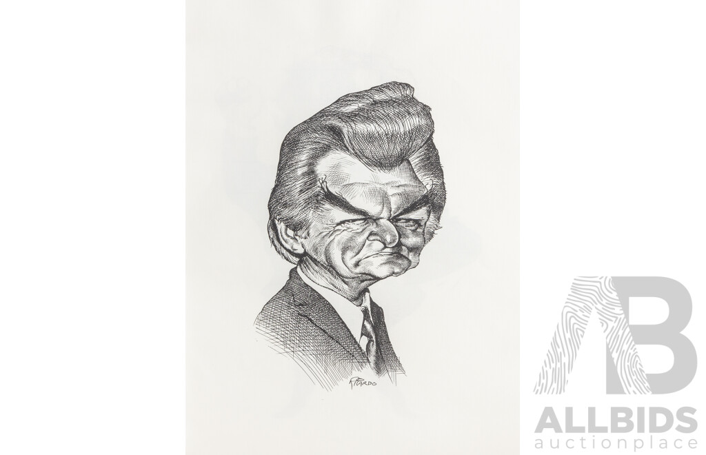 Alberto Ricardo (Australian, 1955-2026), Fifteen Unique Caricatures Famous Individuals Including Bob Hawke, Paul Keating, Pat Cash & More, Quality Reproduction Prints After Originals on Paper, 42 x 29.5 cm (sheets)