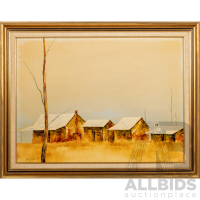 Noel K. Miller, (20th Century, Australian), Near Echuca (1995), Wonderful Original Oil on Masonite Board, 56 x 71 cm (frame)