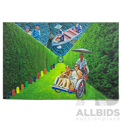 Jane Barney (20th Century, Australian), Family Portrait From the Series Holiday Fever (2014), Quality Colour Digital Print on Car Door Magnet Attached to Metal Panel, 40 x 60 cm