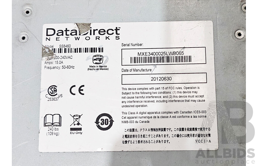 Datadirect Networks (SS8460) 70 - Bay Storage Scaler