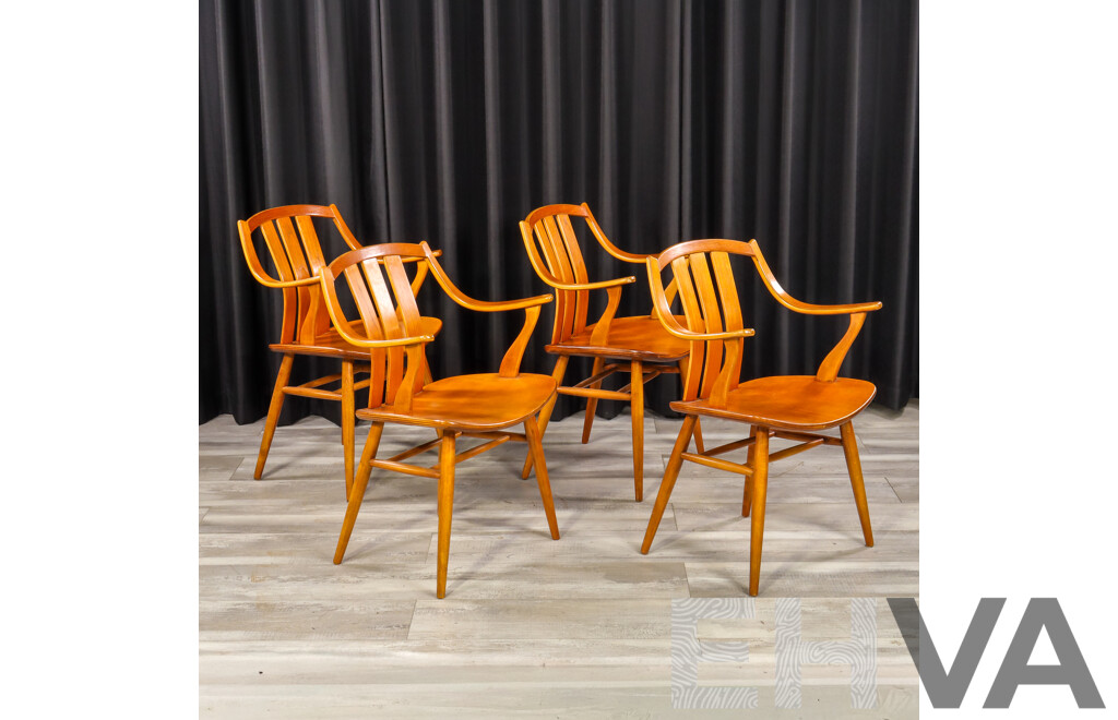 Good Set of Four Vintage Teak Carvers by Alfred Sand Møbelfabrikk Flekkefjord