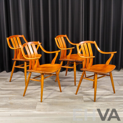 Good Set of Four Vintage Teak Carvers by Alfred Sand Møbelfabrikk Flekkefjord