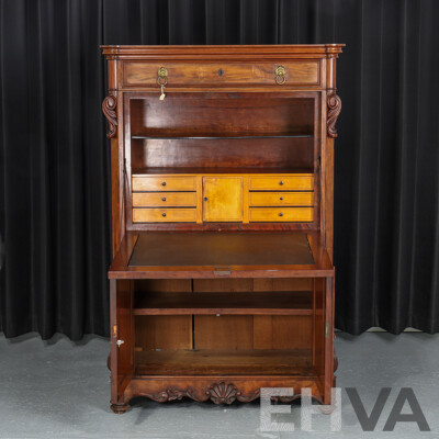 Early Victorian Walnut Secretaire
