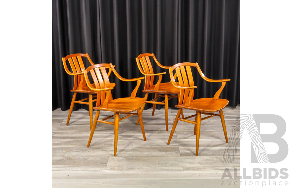 Good Set of Four Vintage Teak Carvers by Alfred Sand Møbelfabrikk Flekkefjord