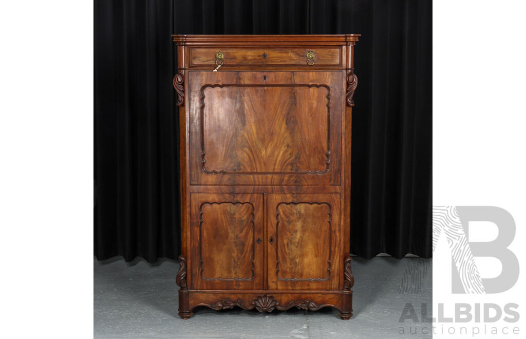 Early Victorian Walnut Secretaire